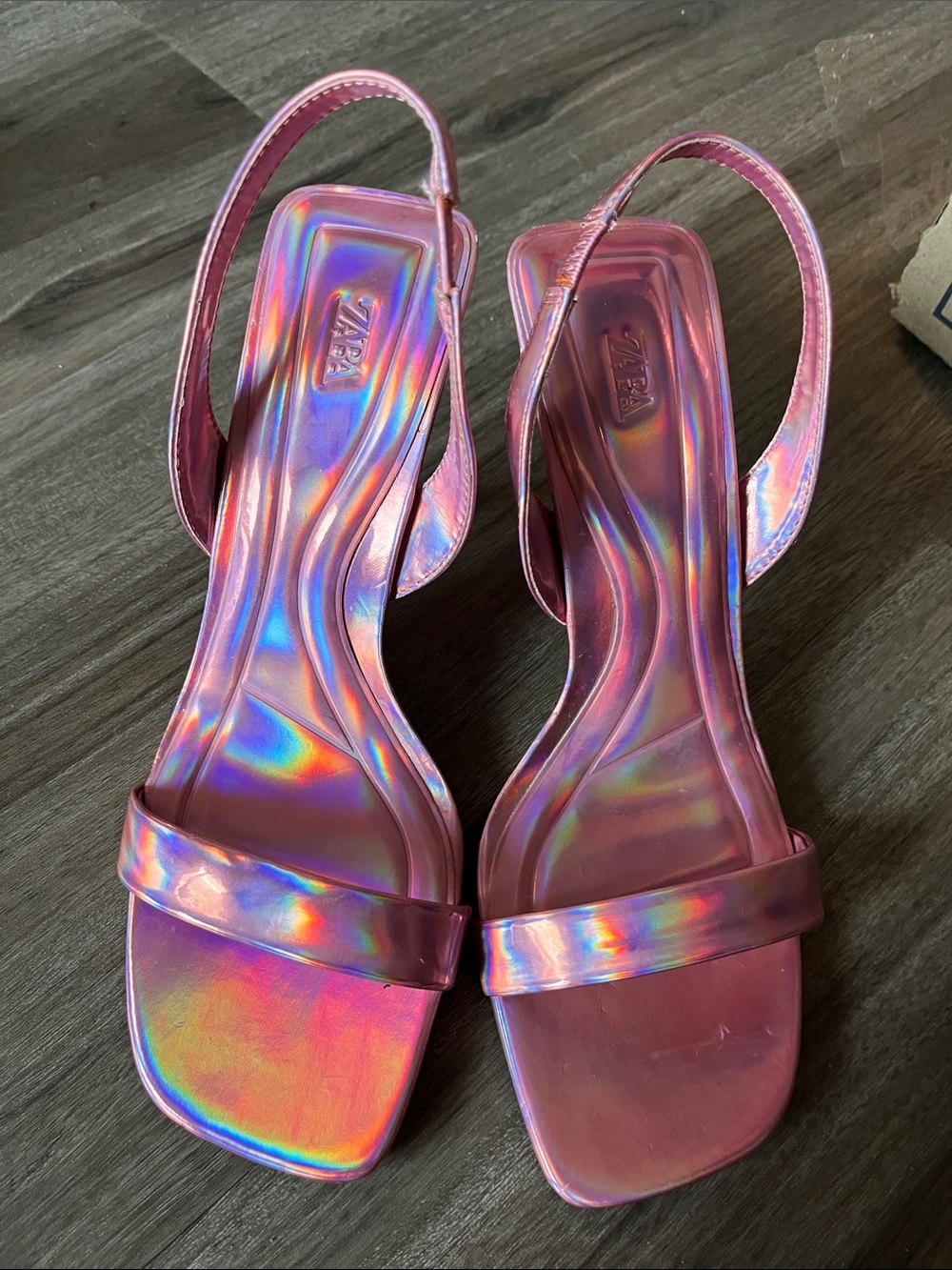 Zara Iridescent Pink Slingback Sandals